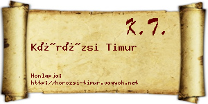 Körözsi Timur névjegykártya